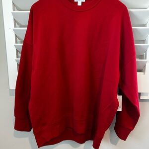 Beyond Yoga Oversized Sweatshirt Holly Red Luxe Fleece Soft Neutral Small
